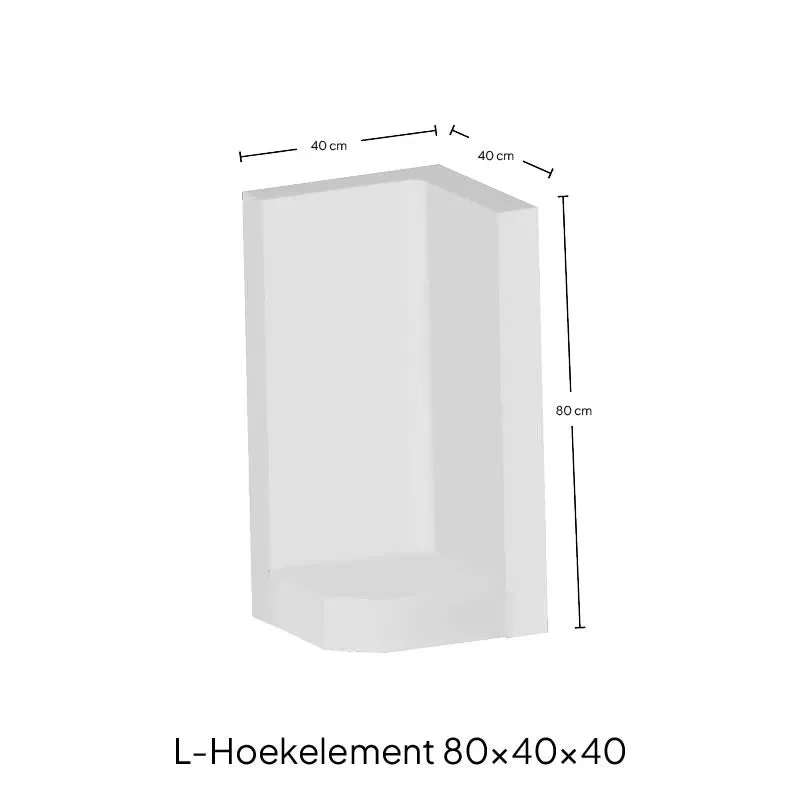 L-Hoekelement 40x80x40cm Grijs