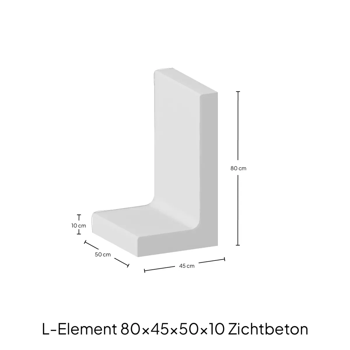 L-Elementx10cm Zichtbeton 45x50x80cm